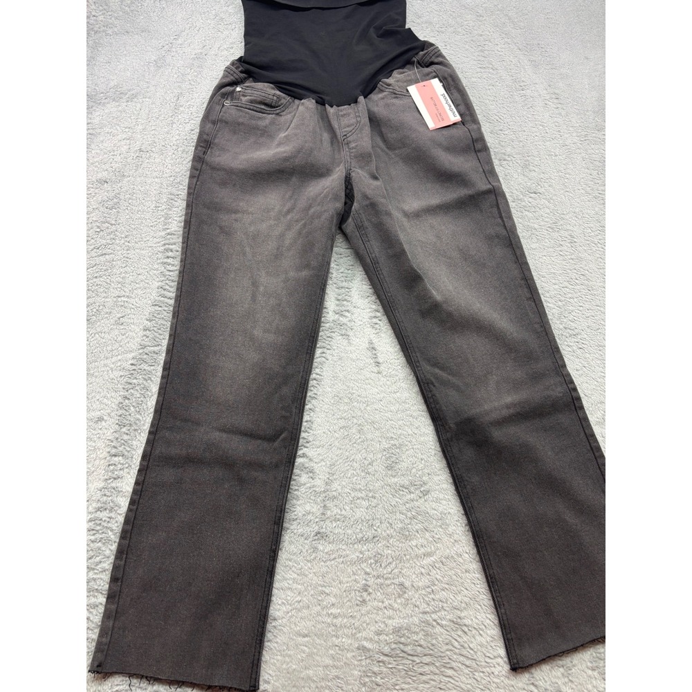 Motherhood Maternity Jeans Size M Short Black Wash Secret Fit Belly Raw Hem Boot
